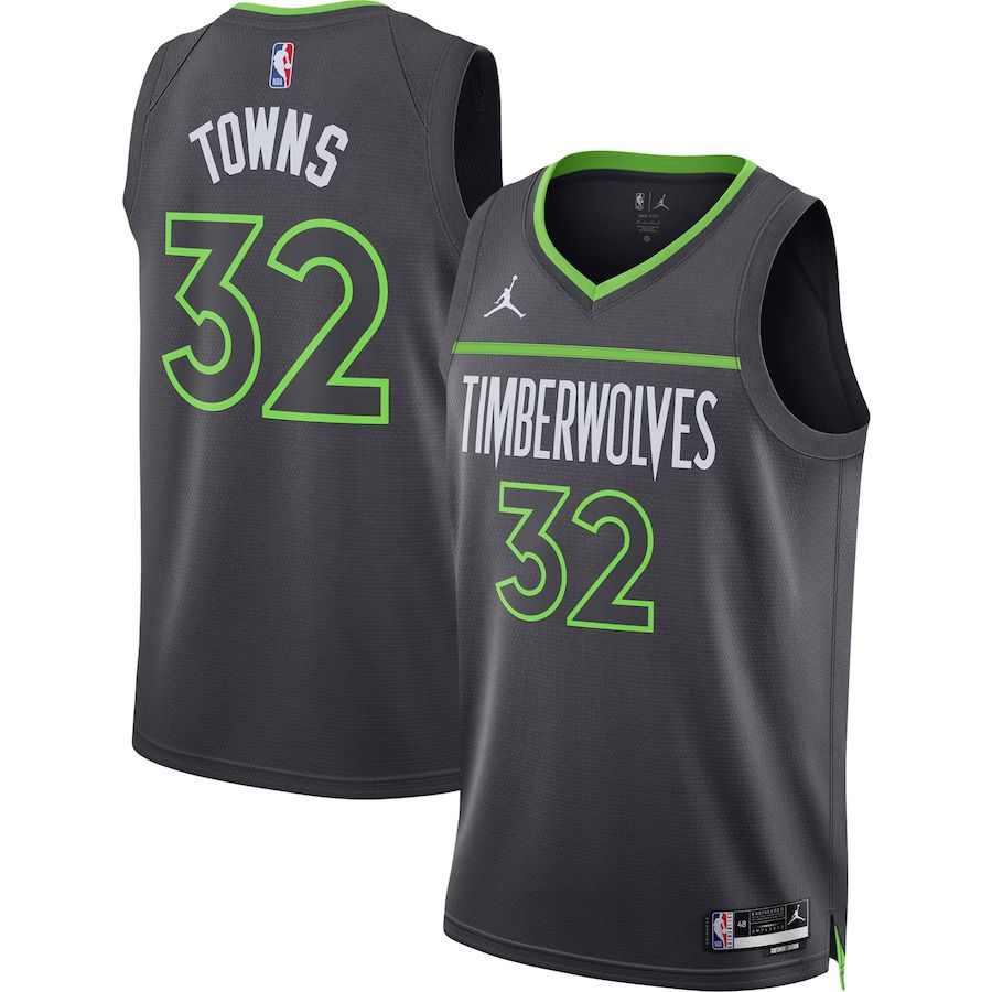Men Minnesota Timberwolves #32 Karl-Anthony Towns Jordan Brand Charcoal 2022-23 Statement Edition Swingman NBA Jersey